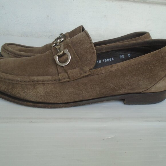Salvatore Ferragamo Horsebit Suede Loafer Shoes TN 13894 Mens Size 9.5 D Brown main image 8